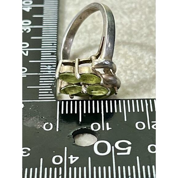 Vintage Sterling Silver Peridot Marquise Cluster Cocktail Ring Size 6 - Picture 13 of 14